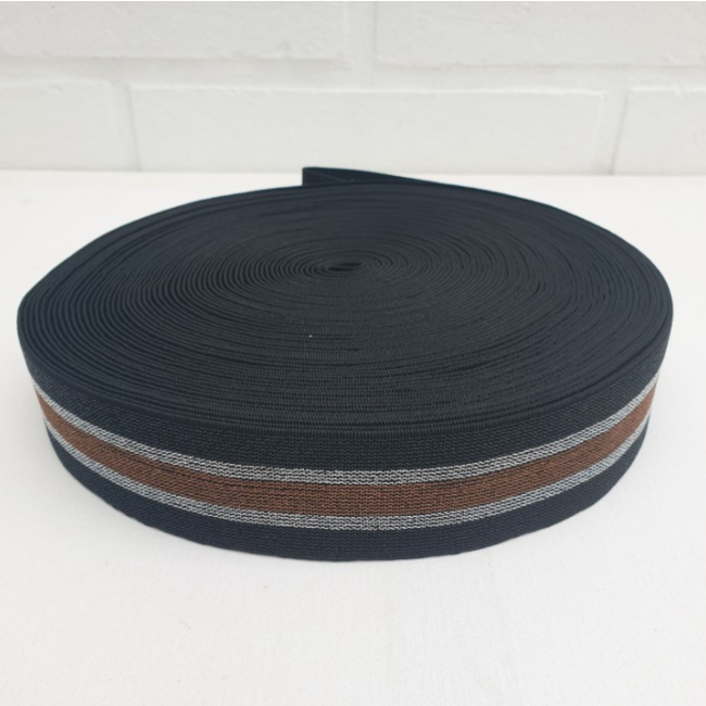 Elastiek 40 mm -  lurex zwart/bruin
