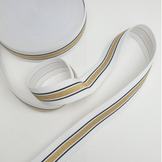 Elastiek 40 mm -  lurex wit/goud