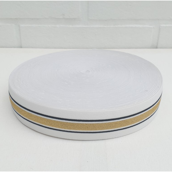 Elastiek 40 mm -  lurex wit/goud