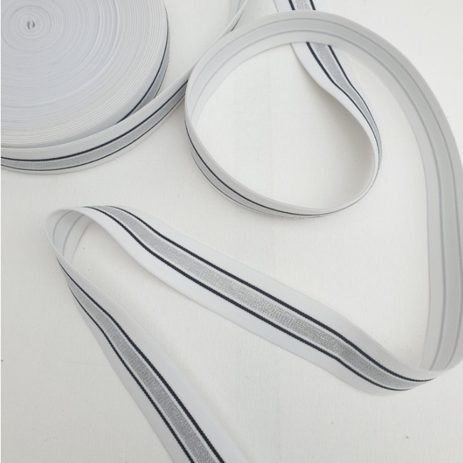 Elastiek 40 mm -  lurex wit/zilver