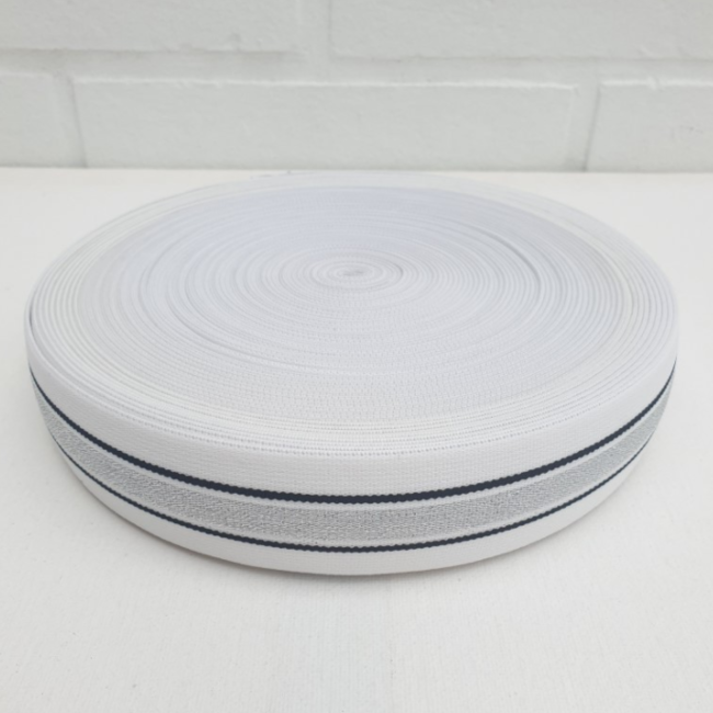Elastiek 40 mm -  lurex wit/zilver