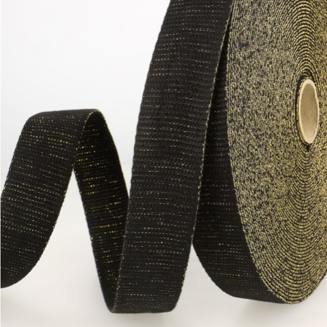 Tassenband 30 mm - zwart lurex goud