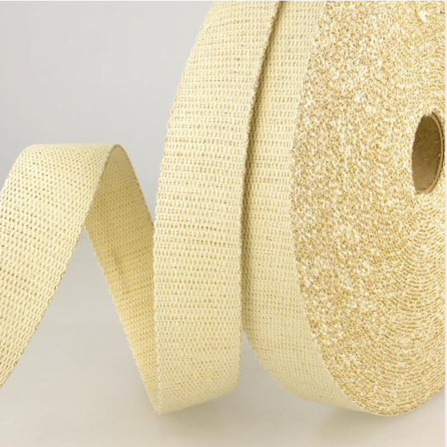 Tassenband lurex 30 mm - ecru goud