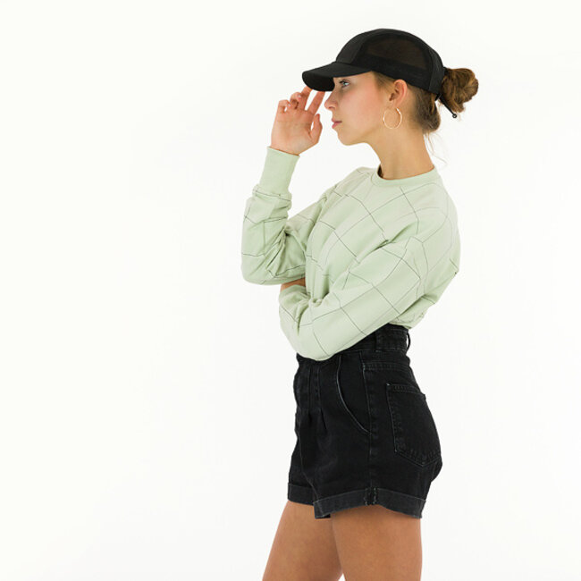 SYAS17 French terry - mistgroen (thin grid)