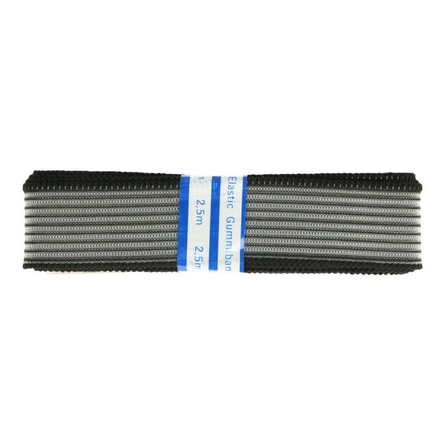 Gaaselastiek 30 mm (zwart/wit)