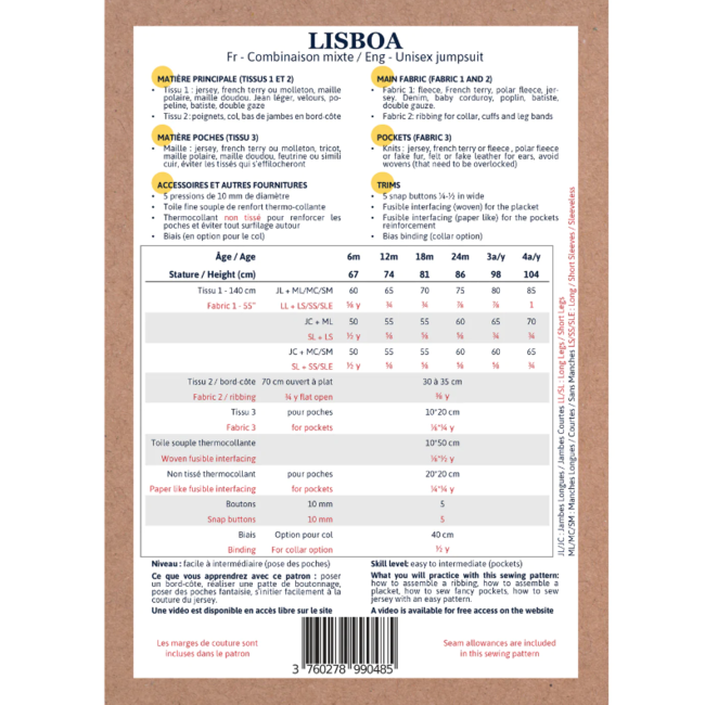 Ikatee - Lisboa unisex jumpsuit (6m - 4y)