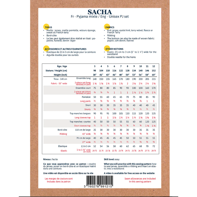 Ikatee - Sacha unisex pj (3y - 12y)