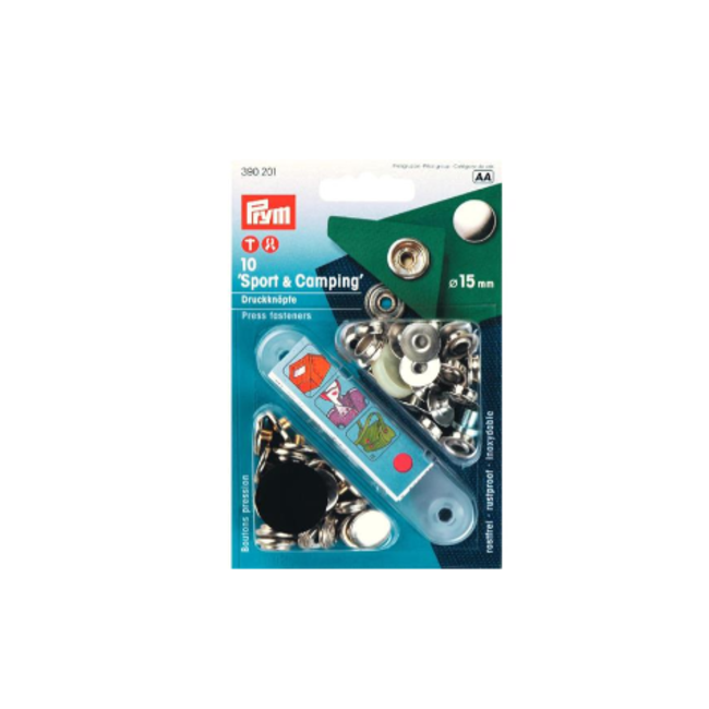 Drukknopen sport & camping - 15mm zilver