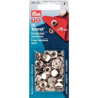 Prym Anorak drukknopen zilver 15mm navulling