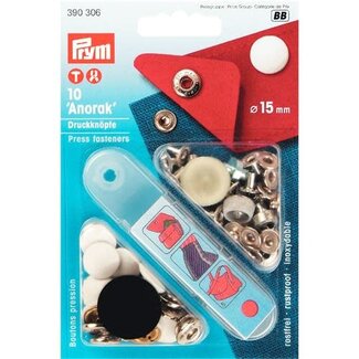 Prym Anorak drukknopen  wit 15 mm