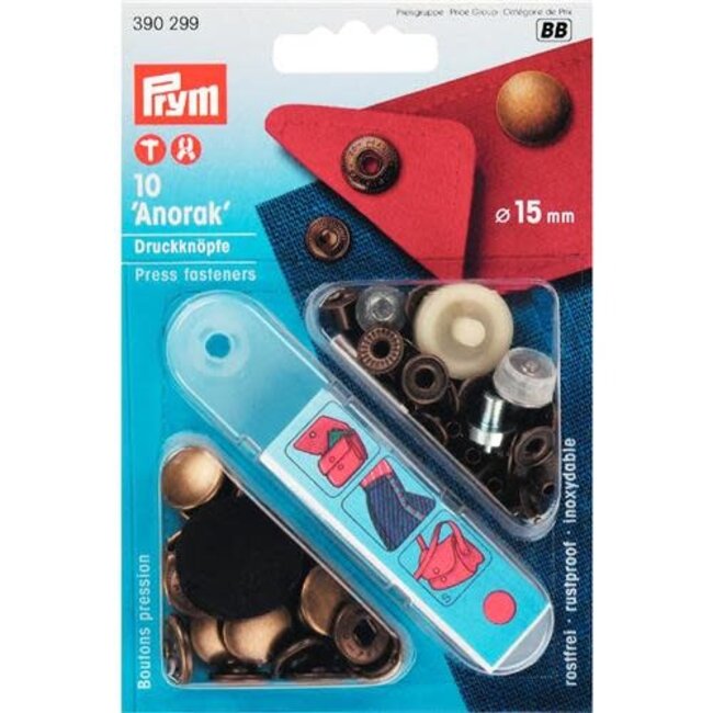 Anorak drukknopen oud goud  15 mm