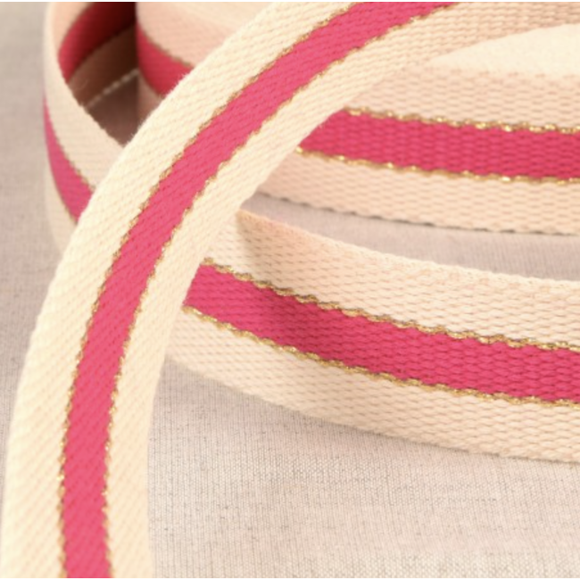Tassenband fuchsia/goud