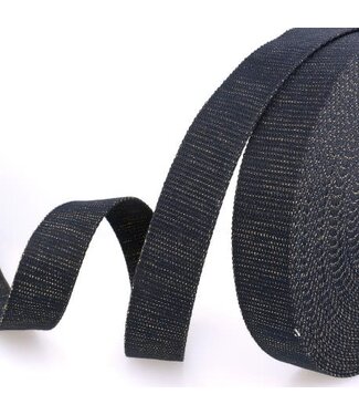 Tassenband lurex 30 mm - donkerblauw goud