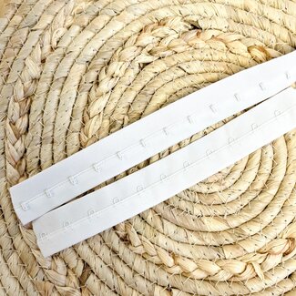 Haken- en ogenband hakenafstand 19 mm wit
