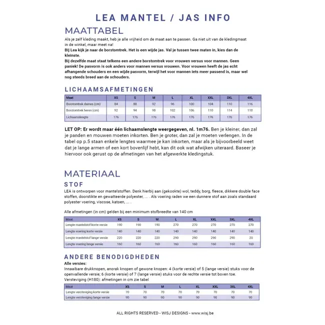 Wisj - lea mantel (xs-4xl)
