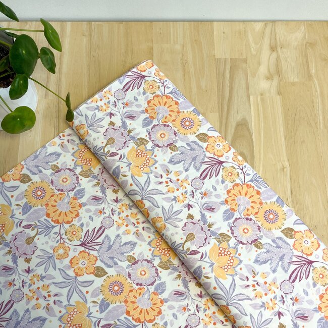 Botanic spring lila - katoen