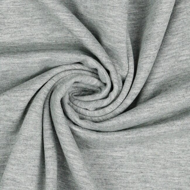 Katoentricot - grijs gemeleerd