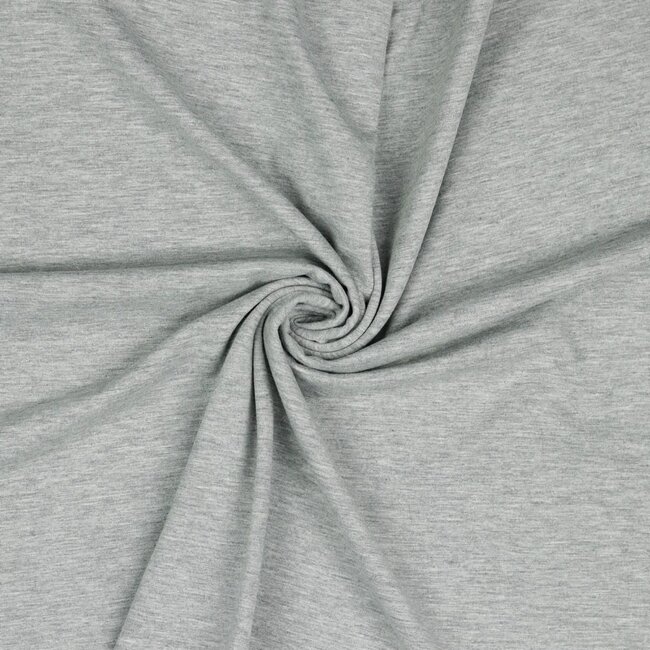 Katoentricot - grijs gemeleerd