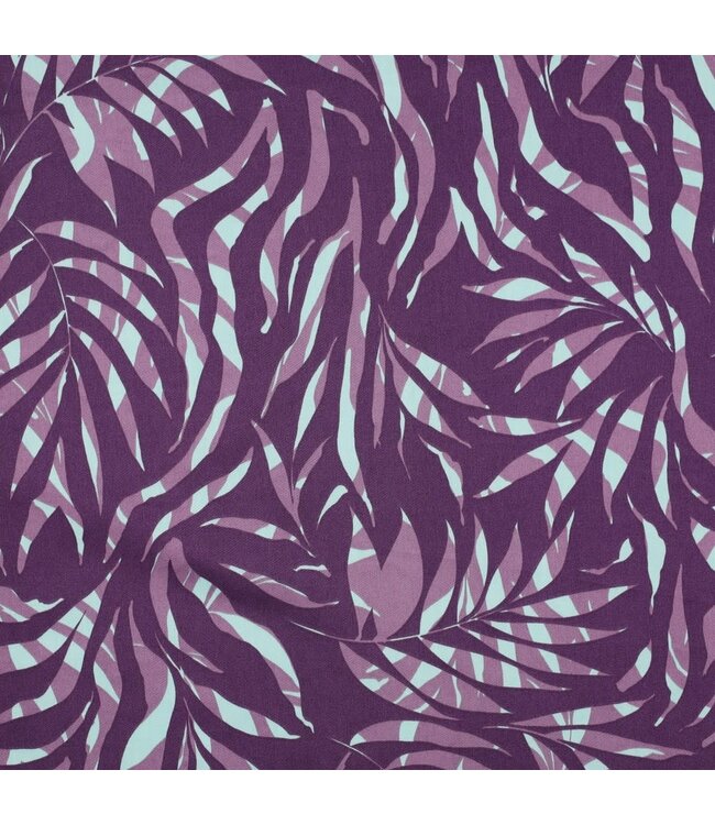 Cotton satin leaves - purple