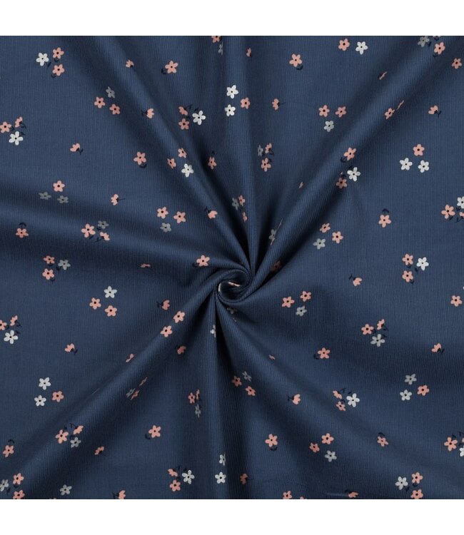 Babycorduroy glitter flowers - blue