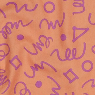 Geometrics peach purple - fine poplin