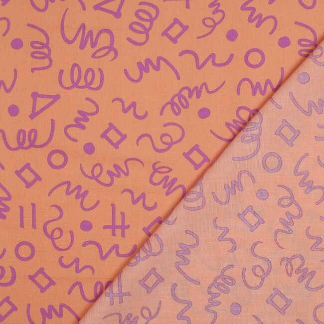 Geometrics peach purple - fine poplin
