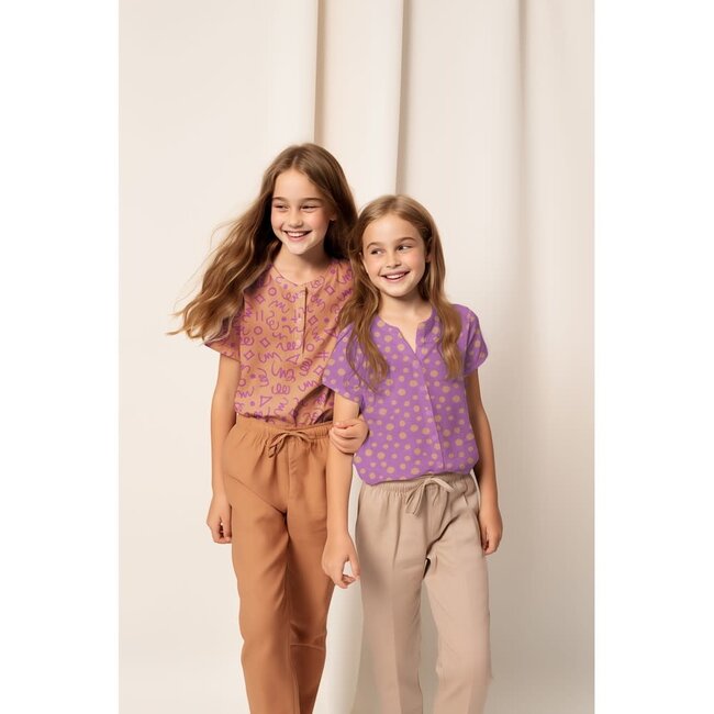 Dots peach purple - fine poplin