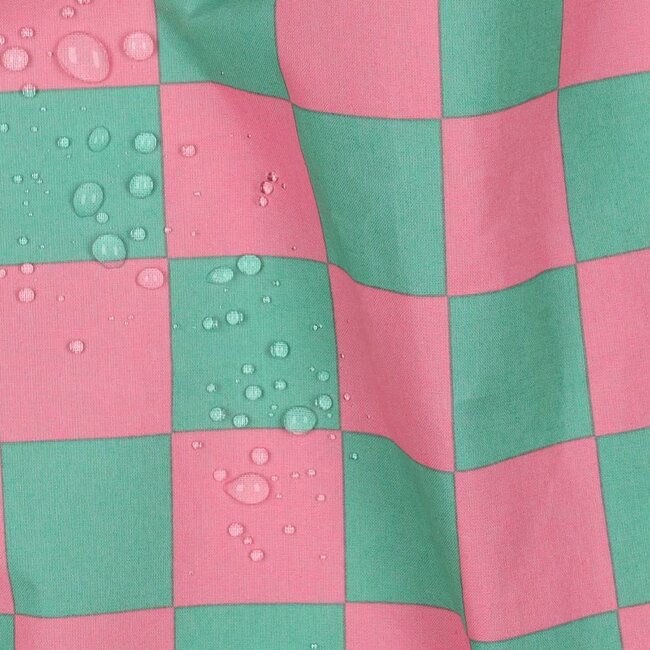 Green/pink check - coated cotton