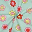 Mint happy flowers - coated cotton