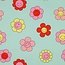 Mint happy flowers - coated cotton