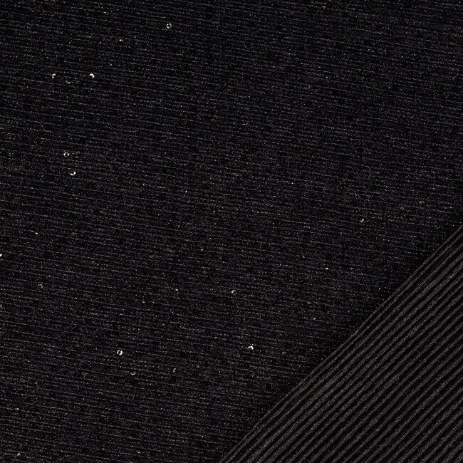 Lurex plissé pailette - zwart