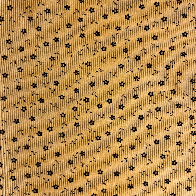 Rib cord - mini flowers camel