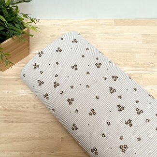 Rib cord - mini flowers ecru