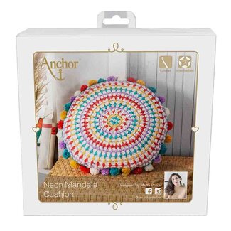 Haakpakket mandala kussen - neon