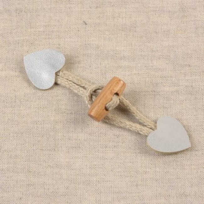 Houtje touwtje simili hart - zilver