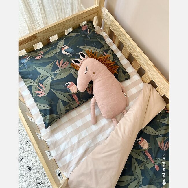 Hoeslaken ruit nude
