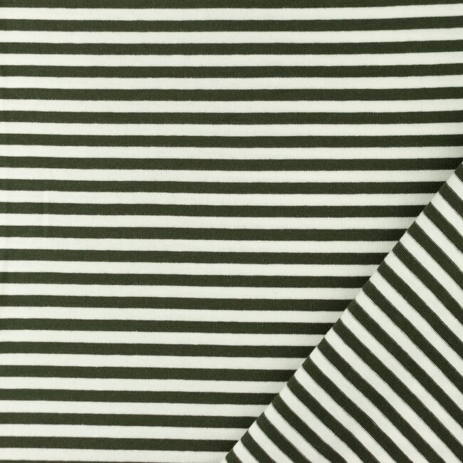 Jersey jacquard strepen - camouflage groen