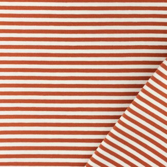 Jersey jacquard strepen - steenrood