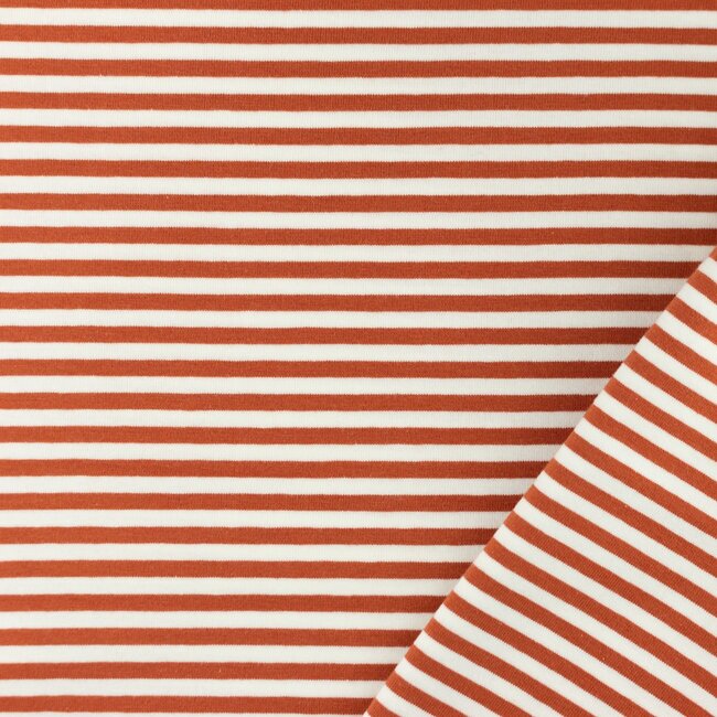 Jersey jacquard strepen - steenrood