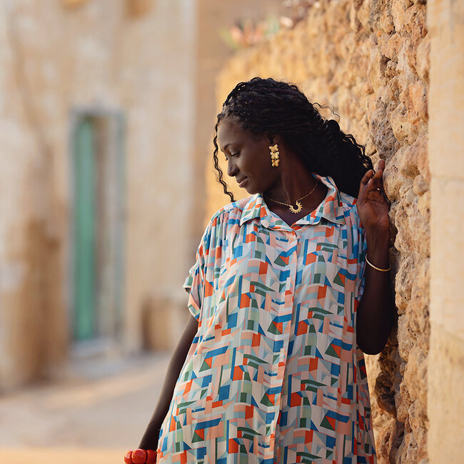 SYAS30 Cubistics - ecovero satin viscose