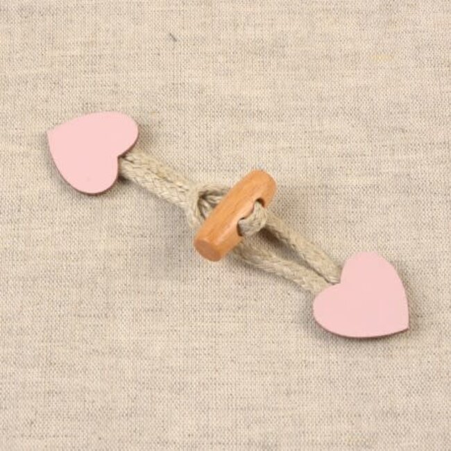 Houtje touwtje simili hart - roze