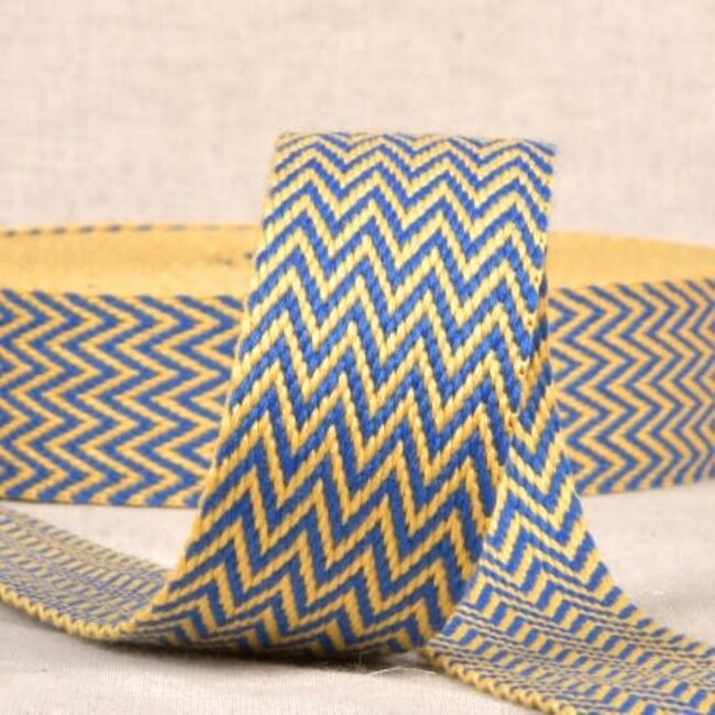 Tassenband Chevron 38 mm - blue/yellow
