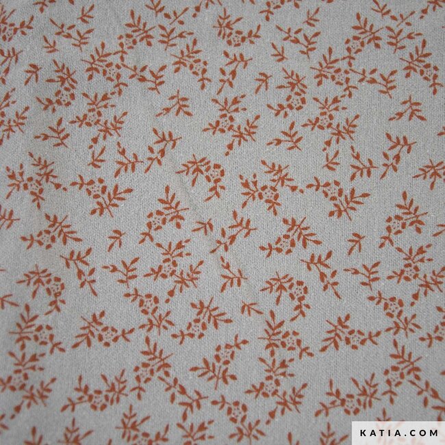 Flannel cotton - rust & arona leaves
