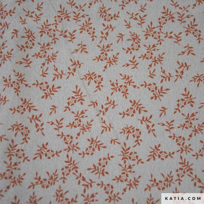 Flannel cotton - rust & arona leaves