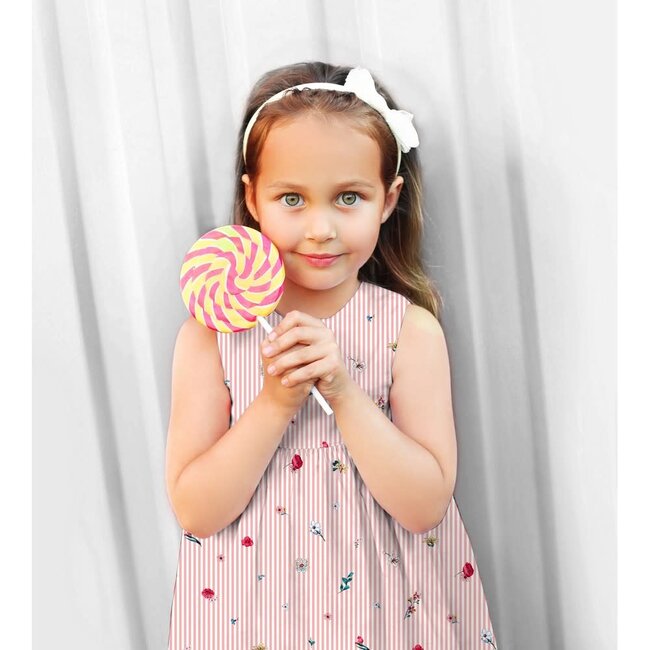 Katoen - floral stripe yellow