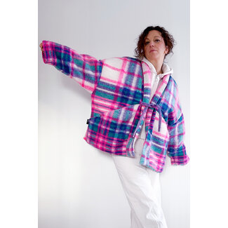 Hilco Pop check fuchsia - mantelstof