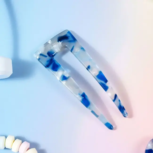 Pippa Pin clip - blauw gevlekt