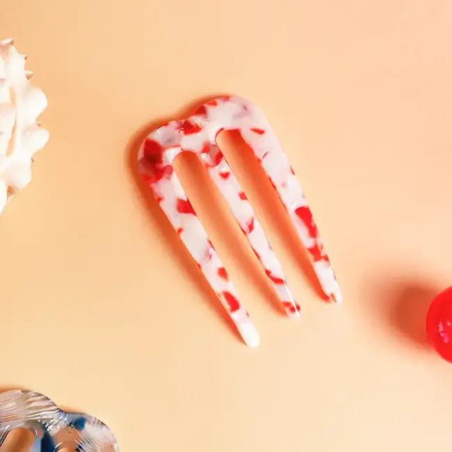 Polly Pin clip - marmer oranje/wit