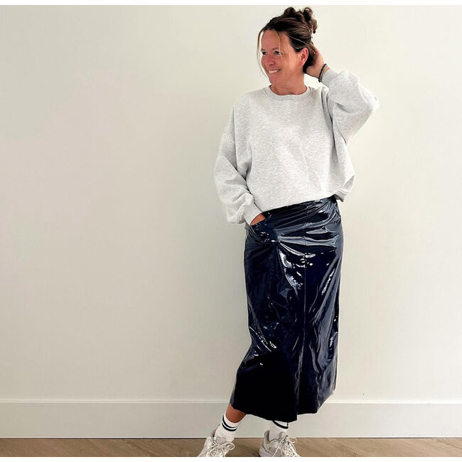 Shiny stretch leather - carbon blue