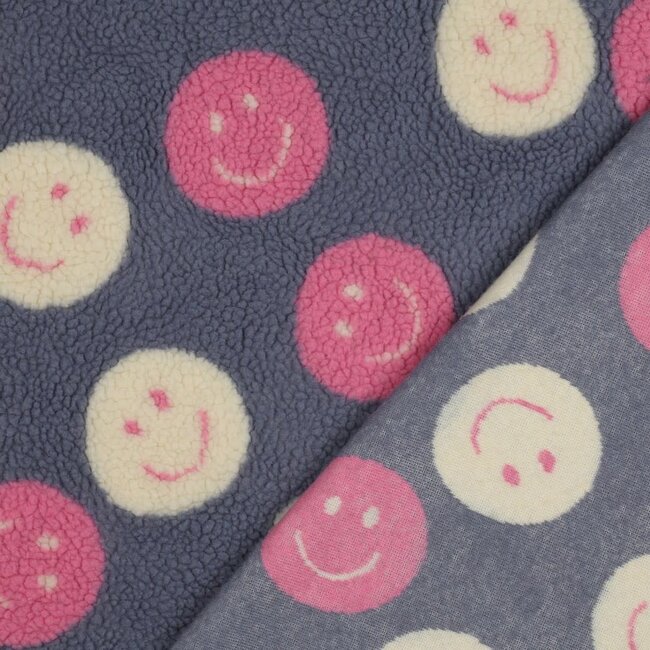 Teddy jacquard happy faces - jeans